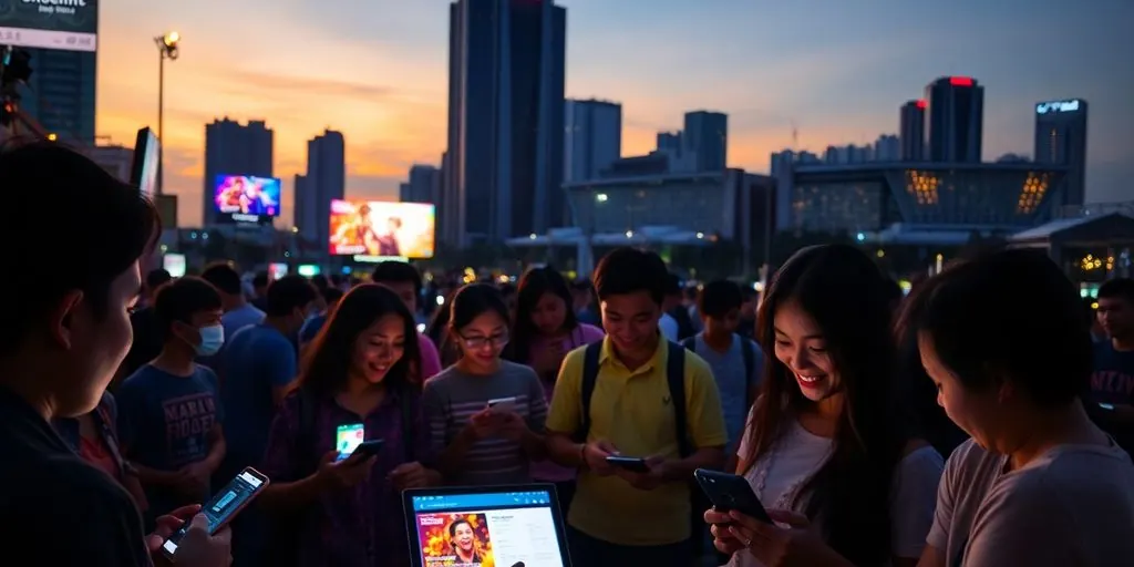 People buying tickets online in Indonesia.