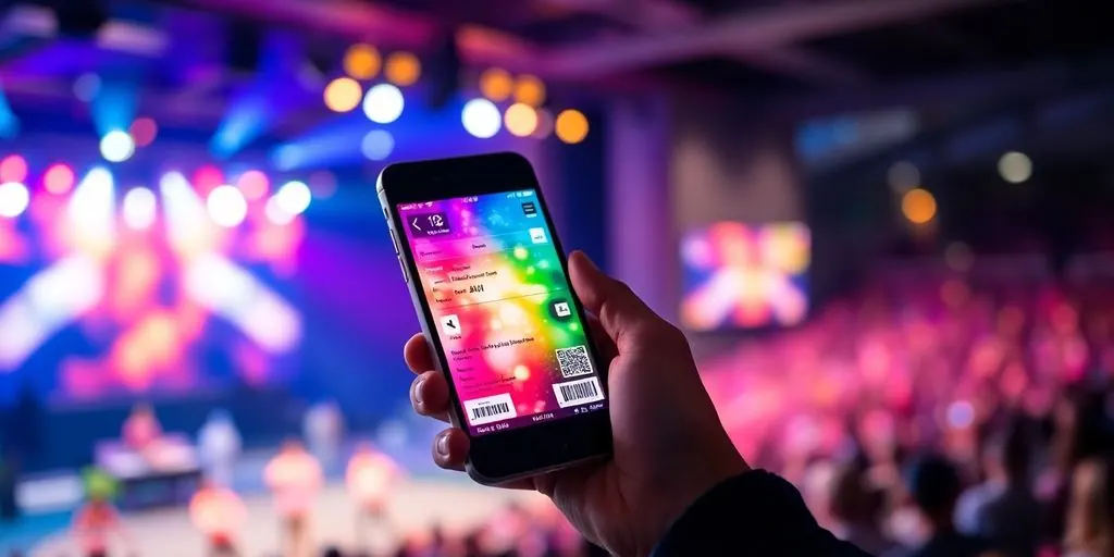 Digital tickets connecting people at a vibrant event.