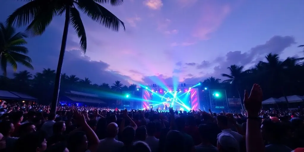 Crowd at a vibrant outdoor festival in Indonesia.