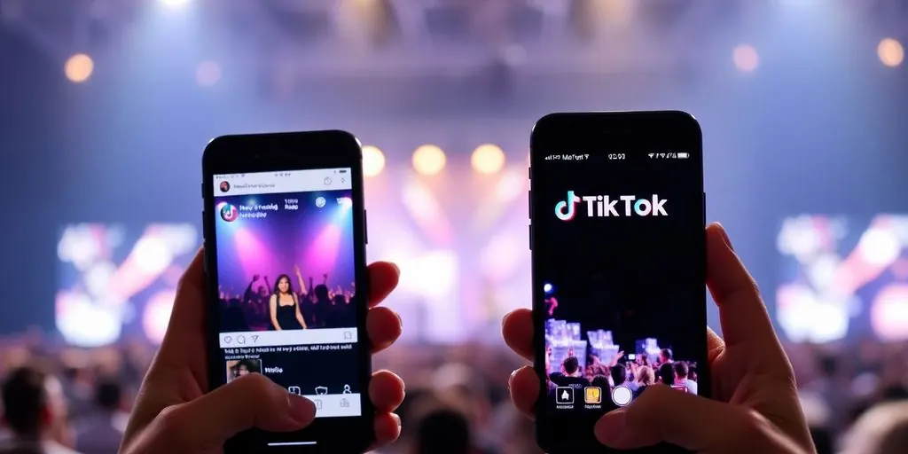 Two smartphones displaying social media apps side-by-side.