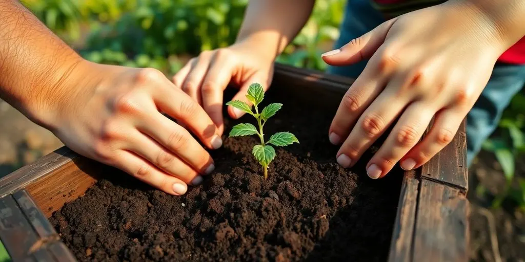 Diverse people building community with hands