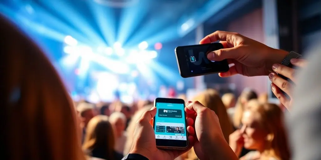 People paying for event tickets with digital wallets.