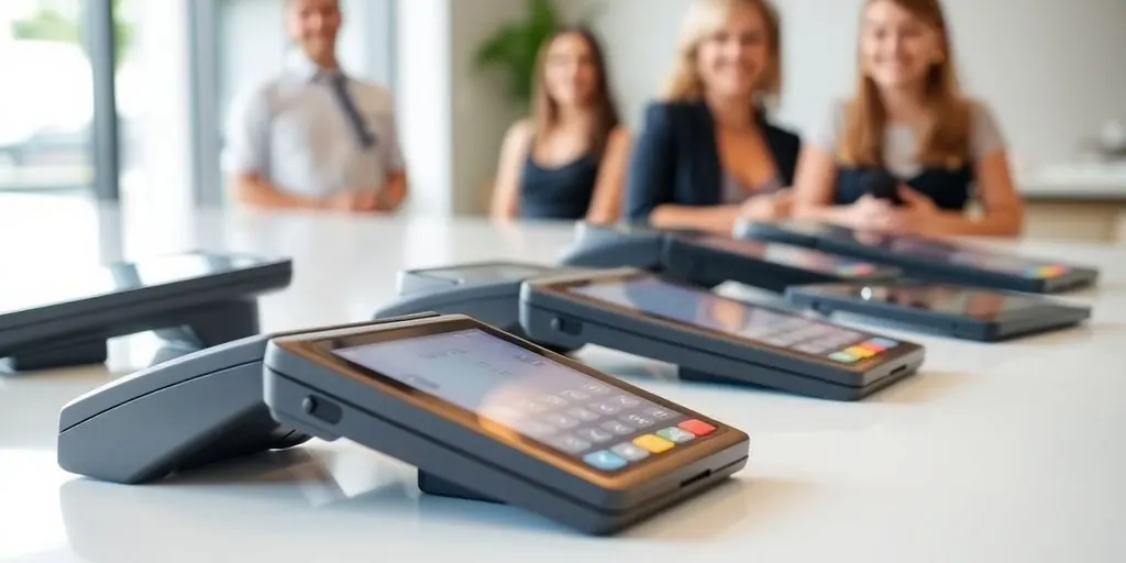 Tablets, card readers, and happy event staff