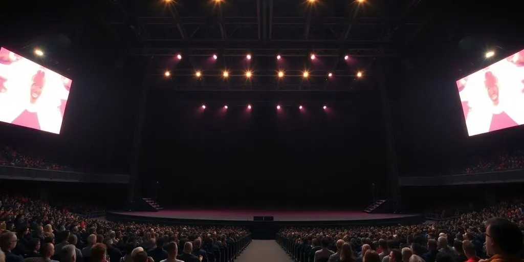 Concert stage with lights.