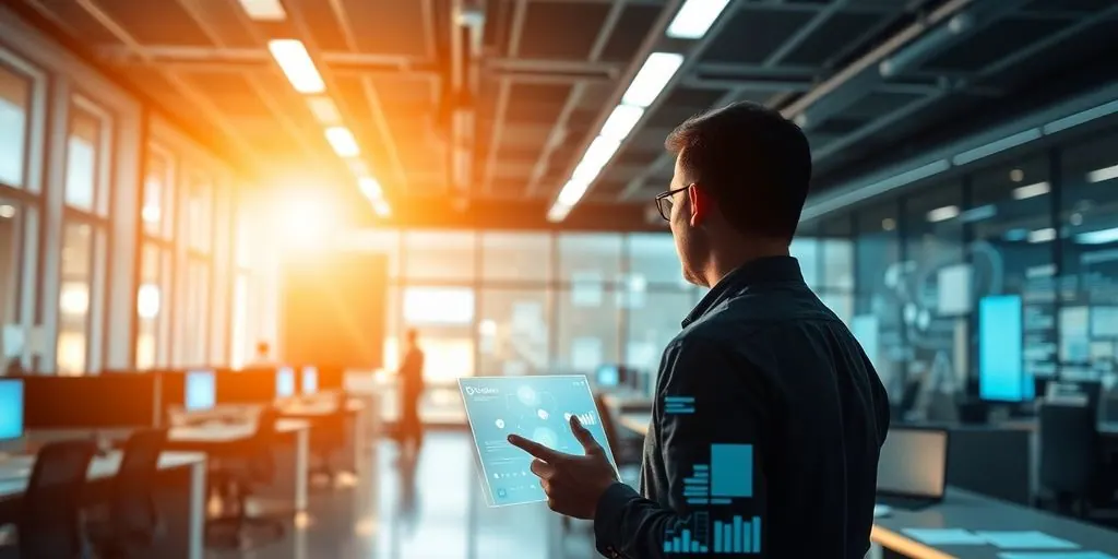 Man using automation tools for event marketing.