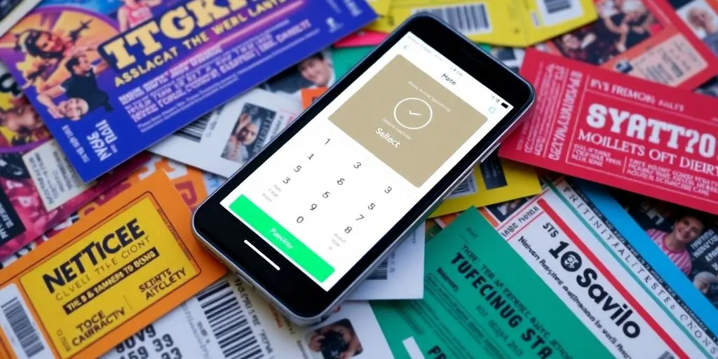 Event tickets and digital payment icons.