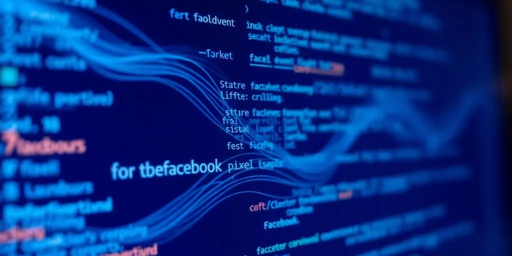 Facebook Pixel code snippet on screen.
