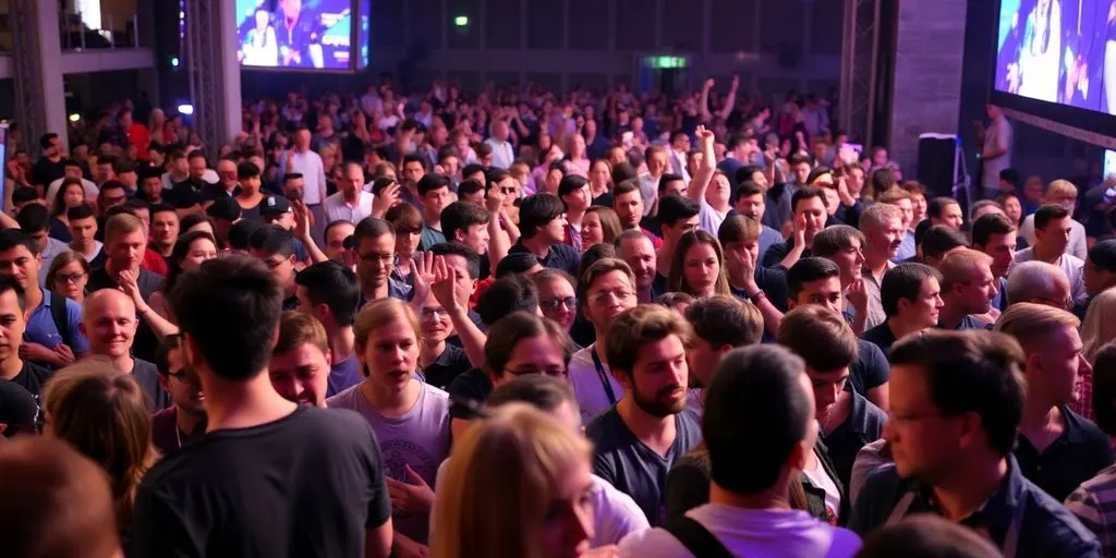 Crowd gathered at a vibrant event.