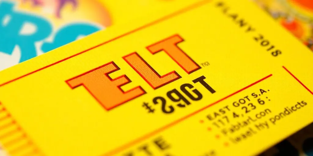 Bright ticket design with vibrant color contrast.