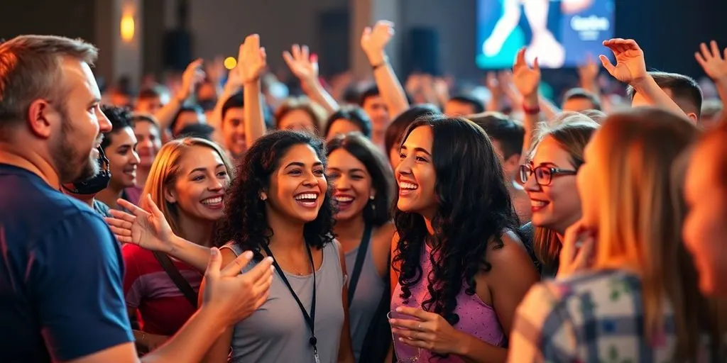 People celebrating success after event feedback.